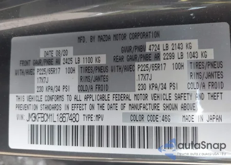 2020 Mazda Cx-5 Touring from USA, damaged, VIN JM3KFBCM1L1867480